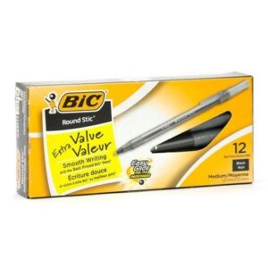 BIC Round Stic Pens Black 12pcs